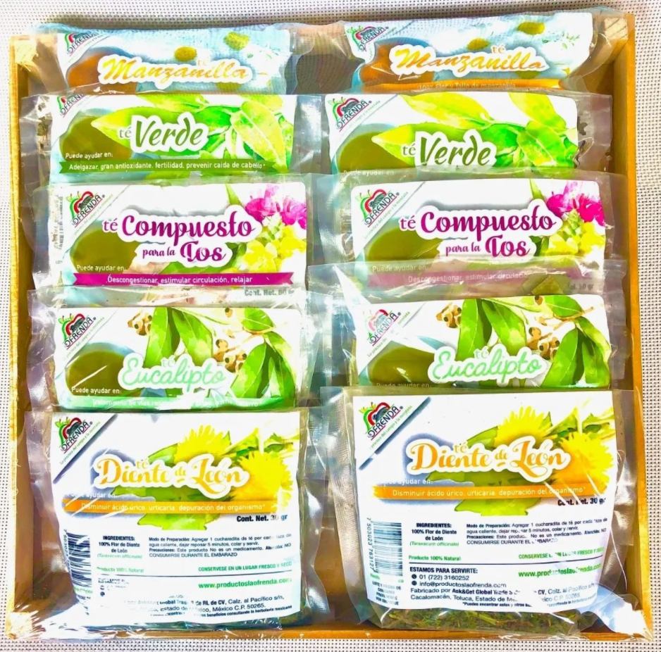 Kit B - 2 Diente De León, 2 Verde, 2 Manzanilla, 2 Eucalipto, 2 Compuesto para la Tos